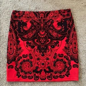 Basil red & black skirt